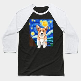 Corgi Dog Lover Starry Night Dog Corgi van gogh Baseball T-Shirt